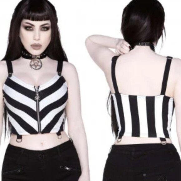 KILLSTAR Stripe O Negative Top - Picture 2 of 6